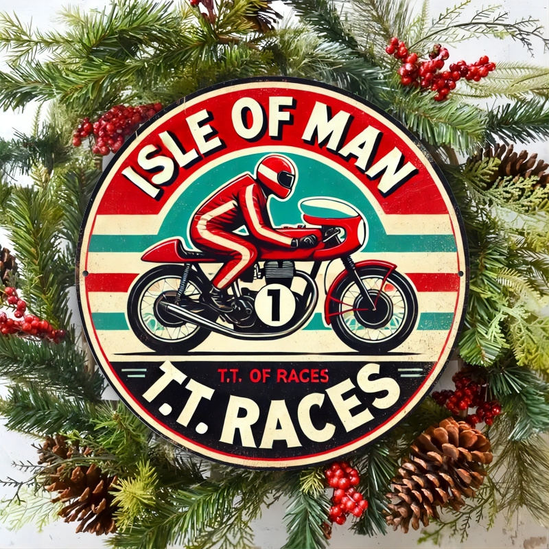 Brass Weight Plate - ป้ายโลหะทรงกลมวินเทจ Isle of for Man TT