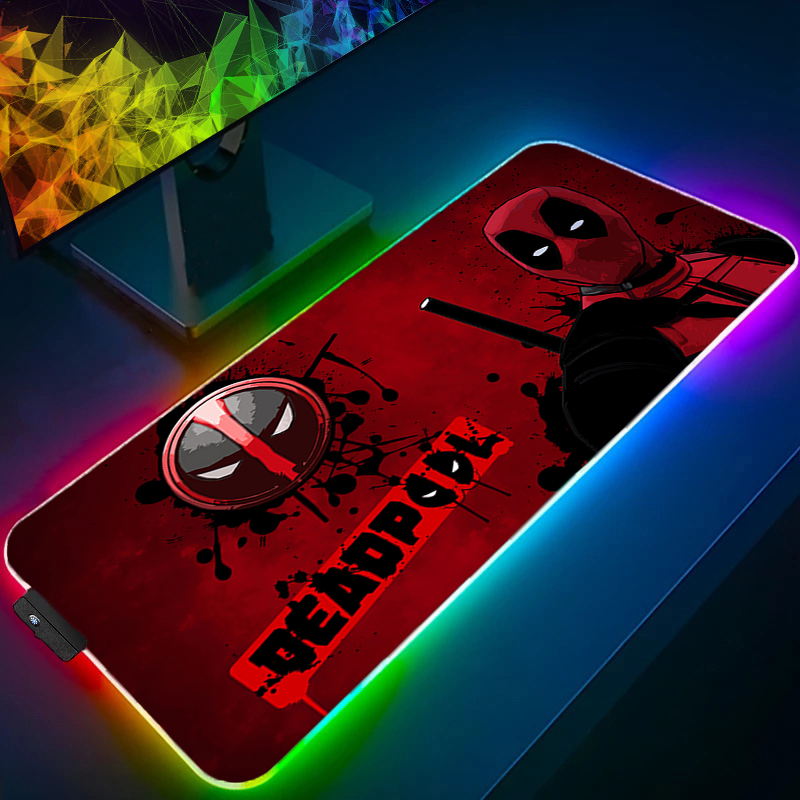 Gaming Keyboard Theme - แผ่นรองเมาส์ LED สำหรับเล่นเกม พร้อมไฟแบ็คไลท์ ขอบล็อค ลายอนิเมะ