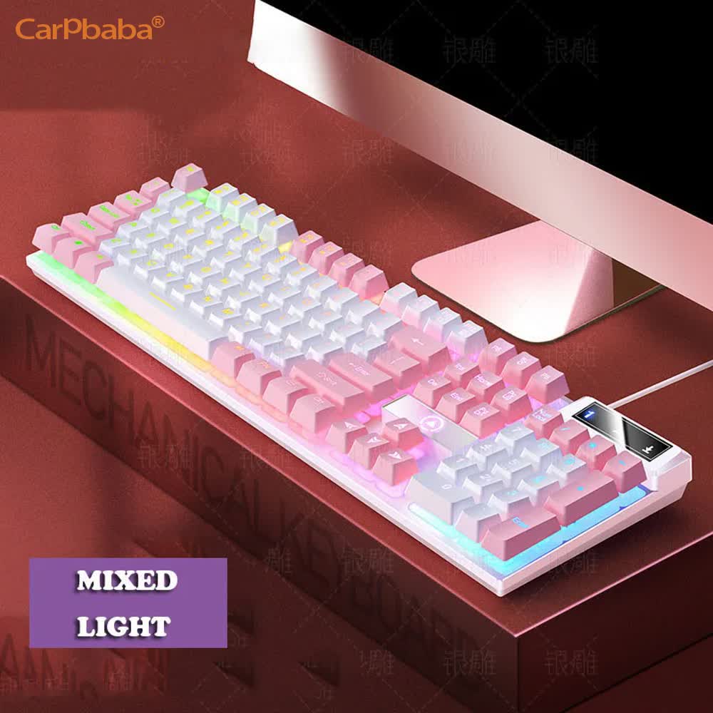 Keyboard Gaming Mac - Carpbaba K500 104 คีย์ USB คีย์บอร์ดแบบมีสายสี