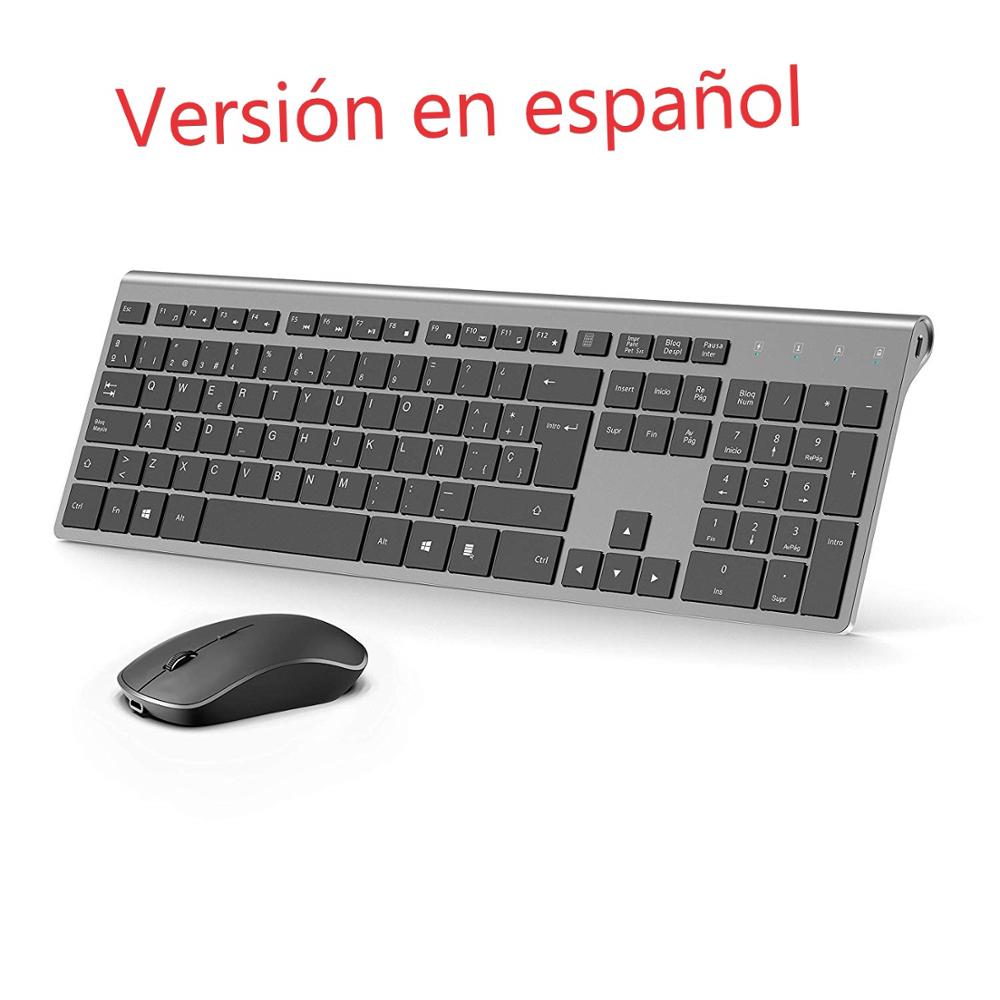 Gaming Keyboard Mouse Combo - ชุดแป้นพิมพ์และเมาส์ไร้สายแบบเสียบปลั๊กแอนด์เพลย์เม้าส์และคีย์บอร์ดคอมโบชาร์จได้ตามหลักสรีรศาสตร์รูปแบบภาษาสเปน