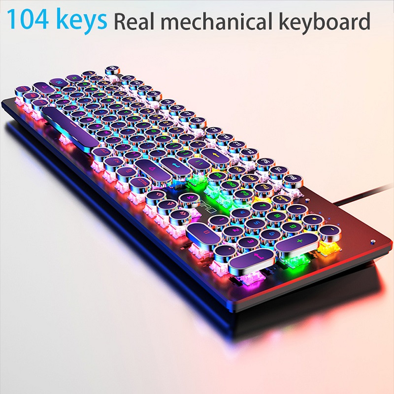 Gaming Keyboard Corsair - Retro Punk Mechanical Keyboard สีฟ้าสีดําสีน้ําตาลสวิทช์ 104