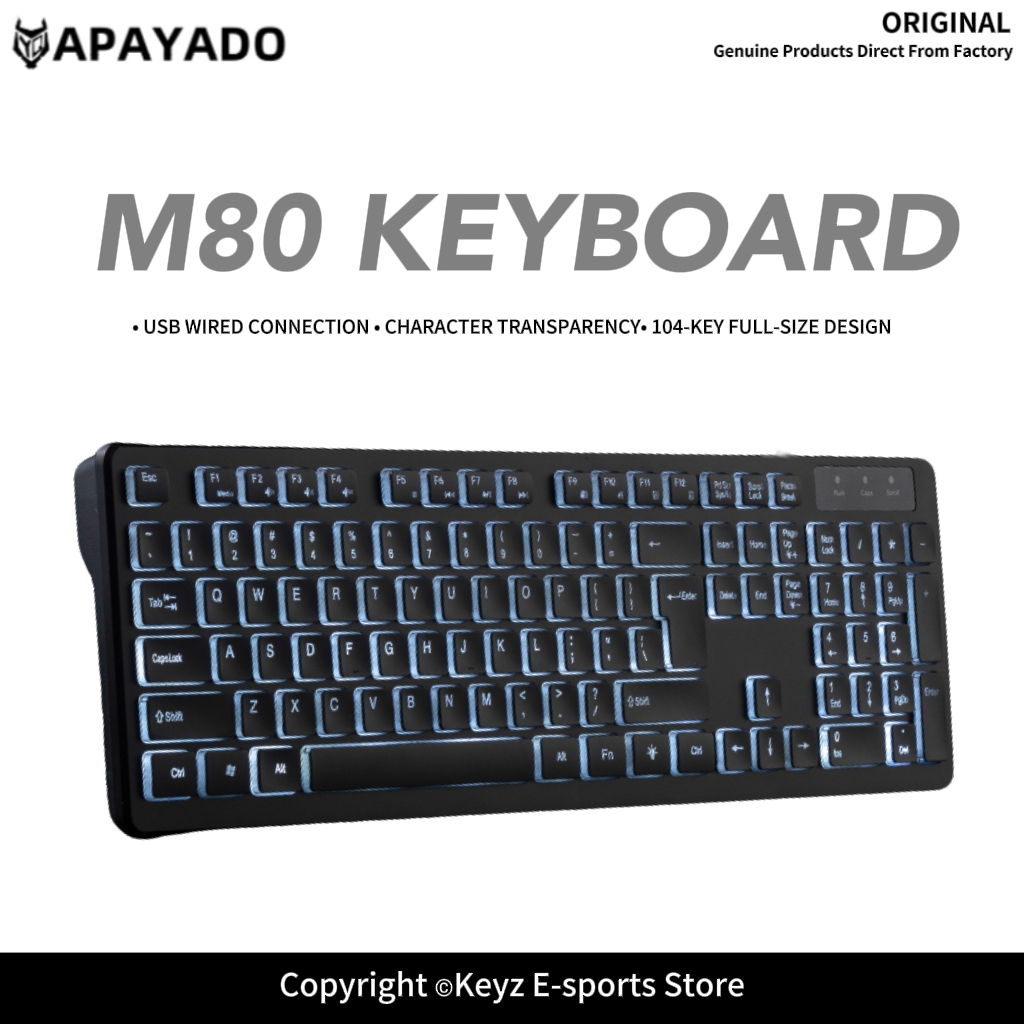 Keyboard Gaming Mac - คีย์บอร์ดเกมมิ่งแบบมีสาย USB คีย์แคปทรงช็อกโกแลตบางเฉียบ ไฟ LED หลากสีสัน