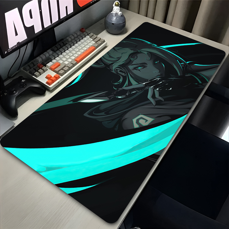 Gaming Keyboard Tactile - แผ่นรองเมาส์เกม Valorant Jett XXL อุปกรณ์เสริมสำหรับเล่นเกมสำนักงาน แผ่นรองคีย์บอร์ดสำหรับเกมเมอร์