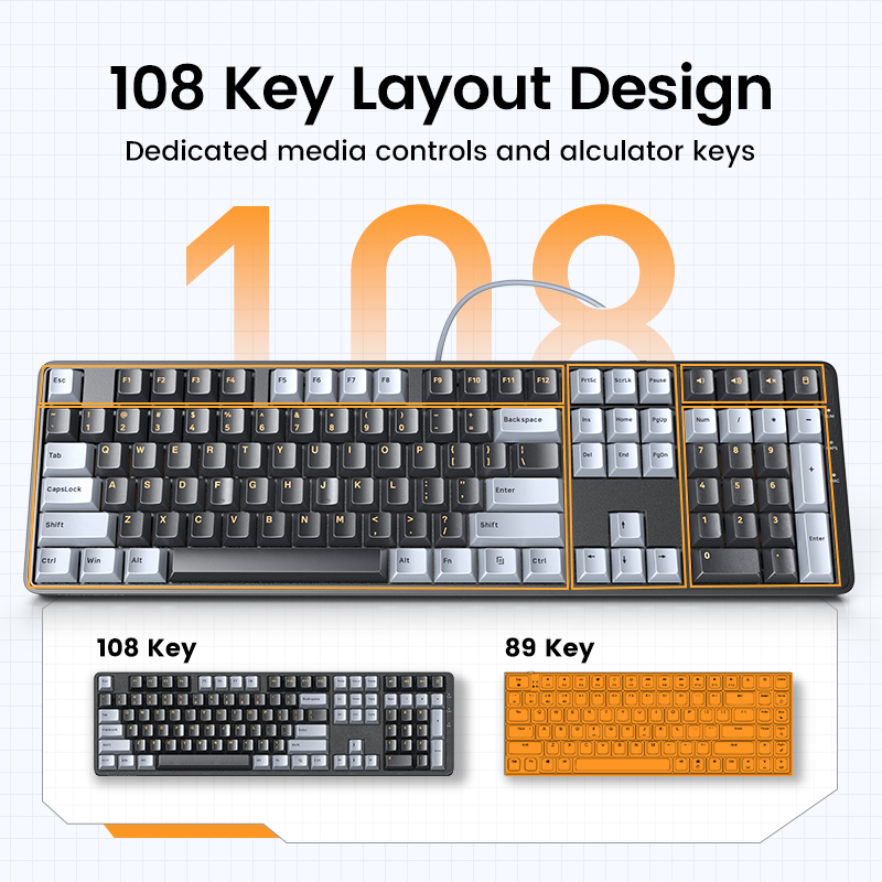 คีย์บอร์ดแบบมีสาย108กลไก ugree - Keyboard Gaming Mac บทวิจารณ์และราคา