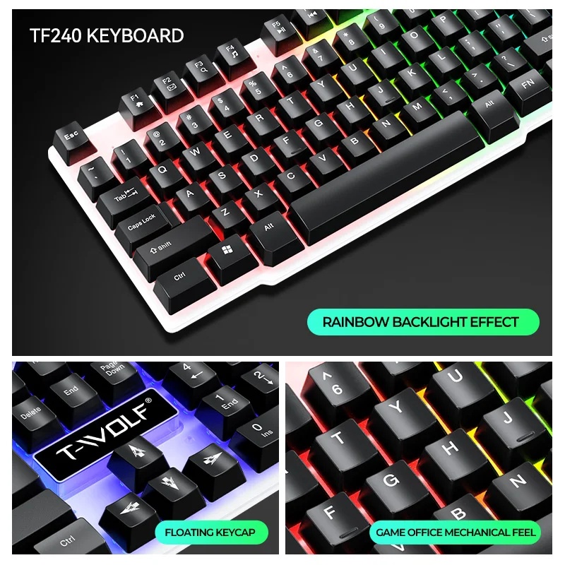 ชุดคีย์บอร์ดและเมาส์ USB ใหม่ส - Gaming Keyboard Mouse Combo บทวิจารณ์และราคา