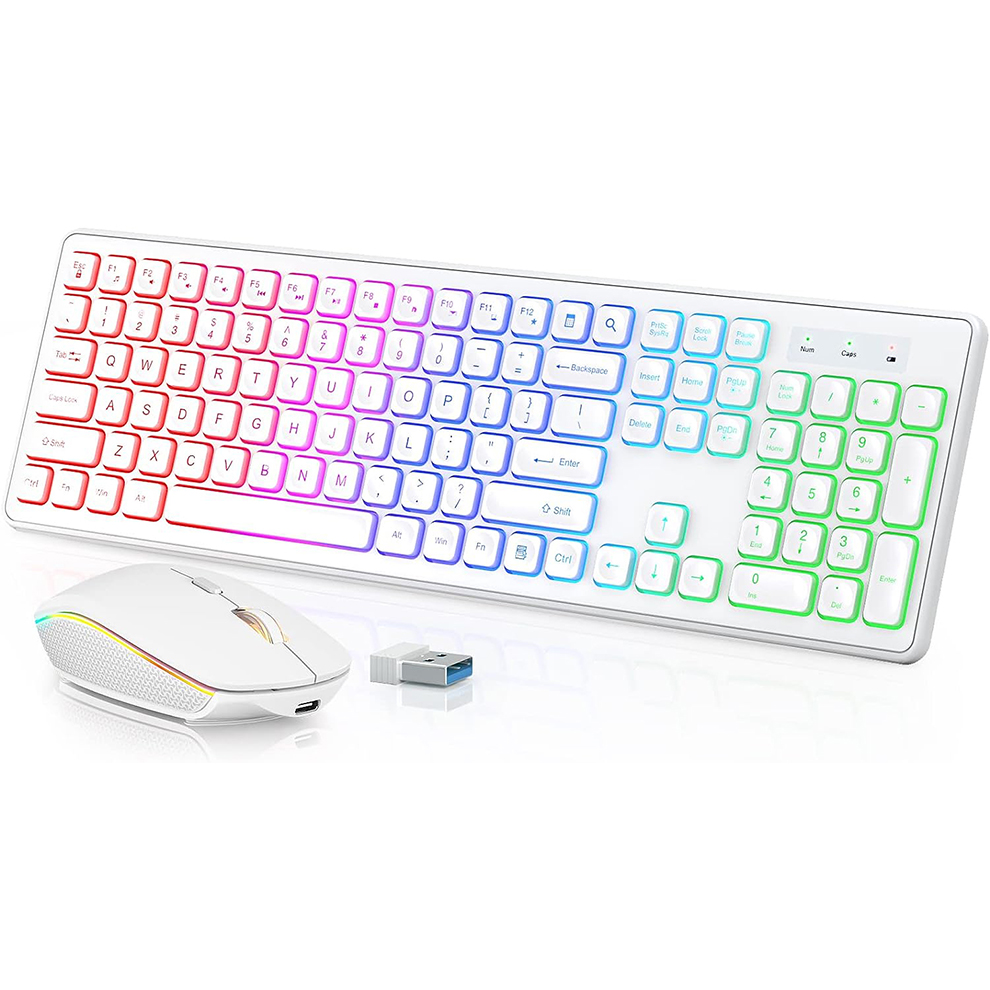 คีย์บอร์ดและเมาส์ไร้สายแบบมีไฟ - Gaming Keyboard Mouse Combo บทวิจารณ์และราคา